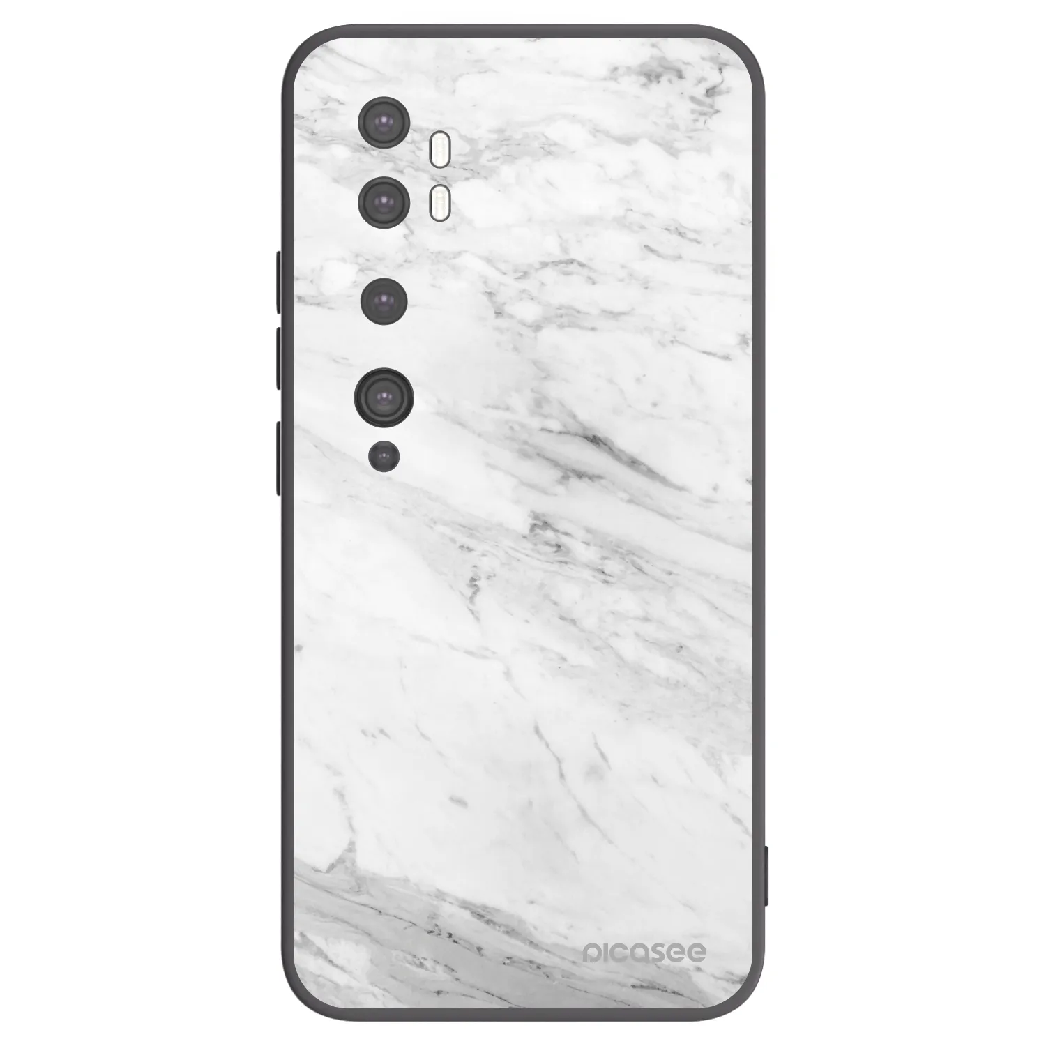 Picasee Μαύρη θήκη σιλικόνης για Xiaomi Mi Note 10 (Pro) - White marble