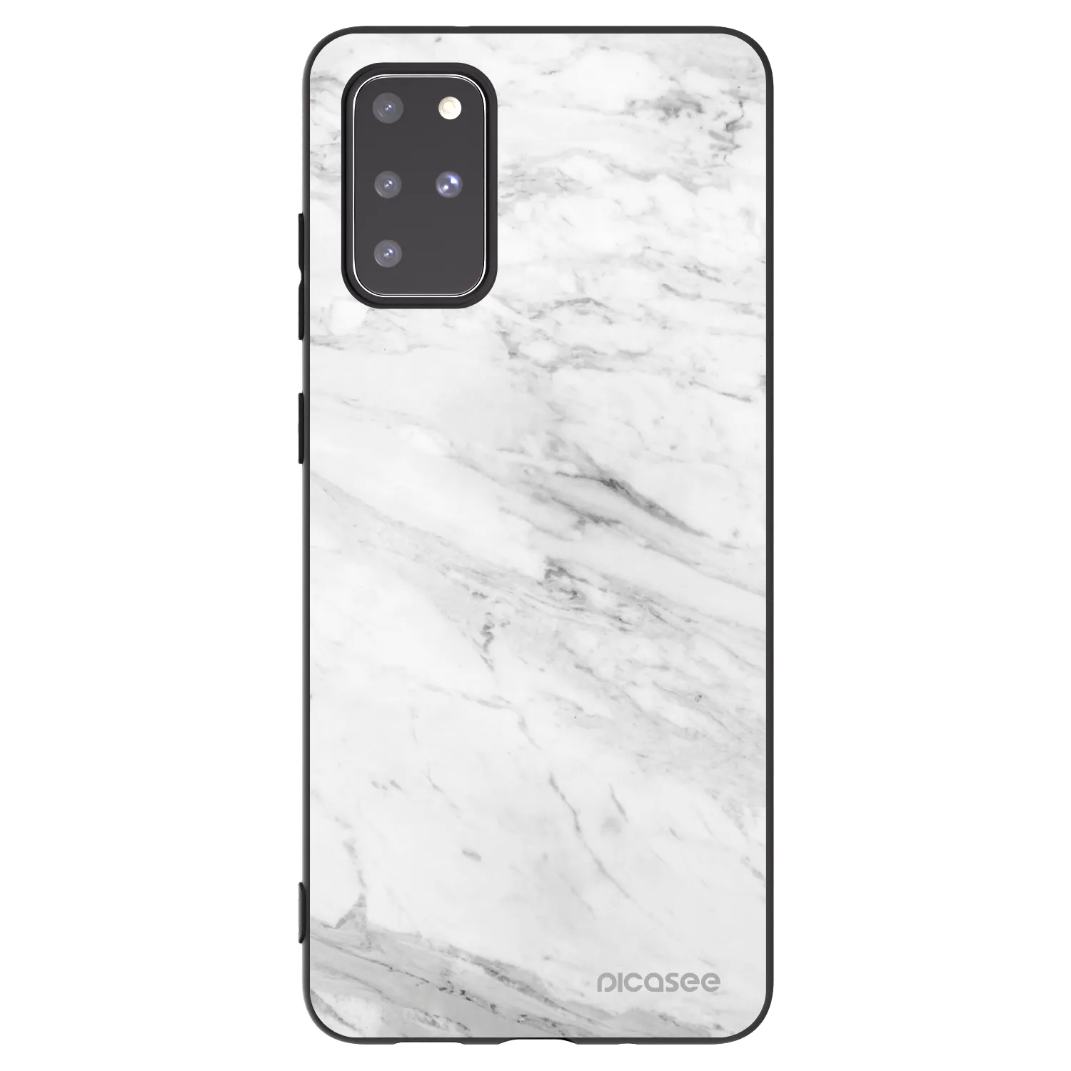 Picasee Μαύρη θήκη σιλικόνης για Samsung Galaxy S20+ G985F - White marble