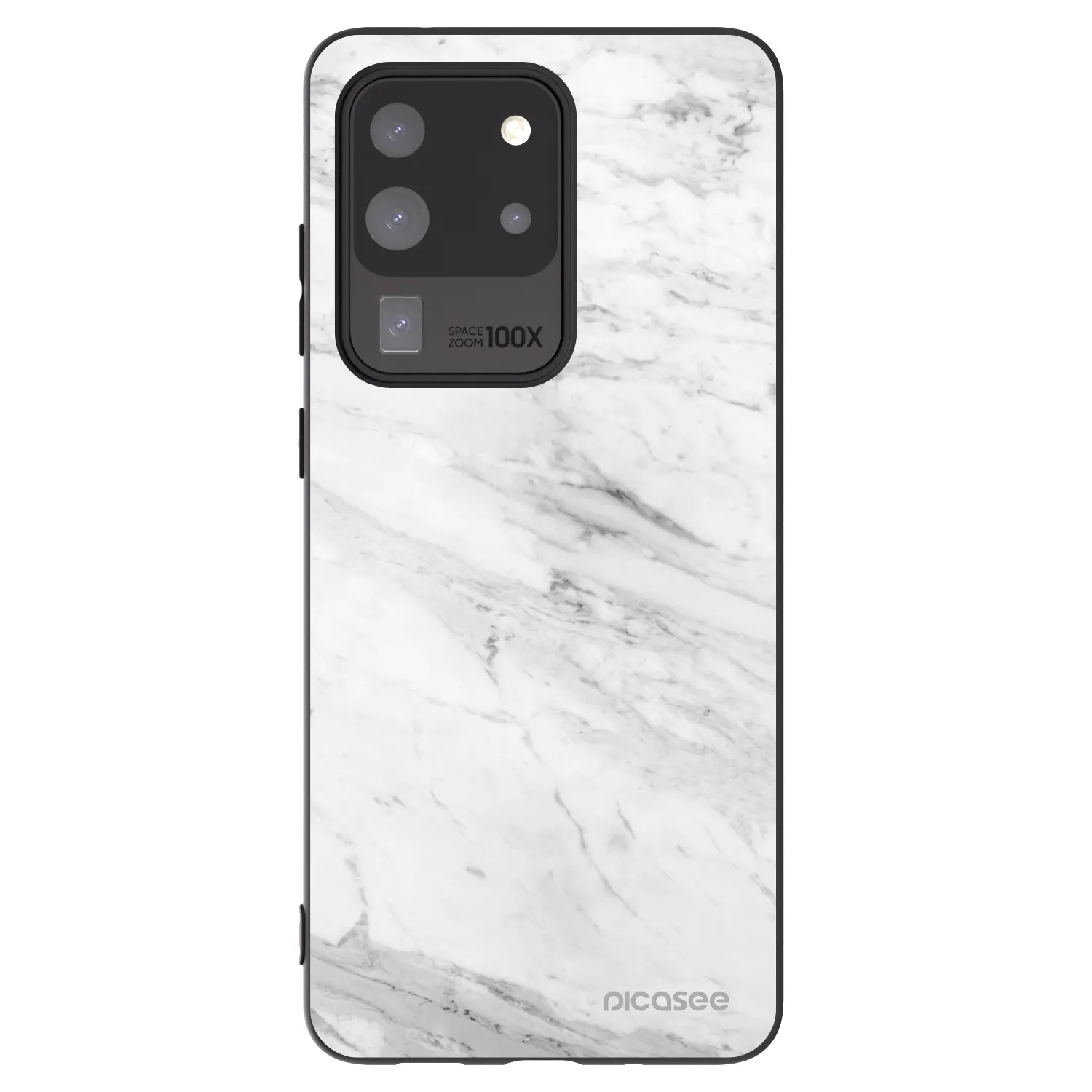 Picasee Μαύρη θήκη σιλικόνης για Samsung Galaxy S20 Ultra 5G G988F - White marble