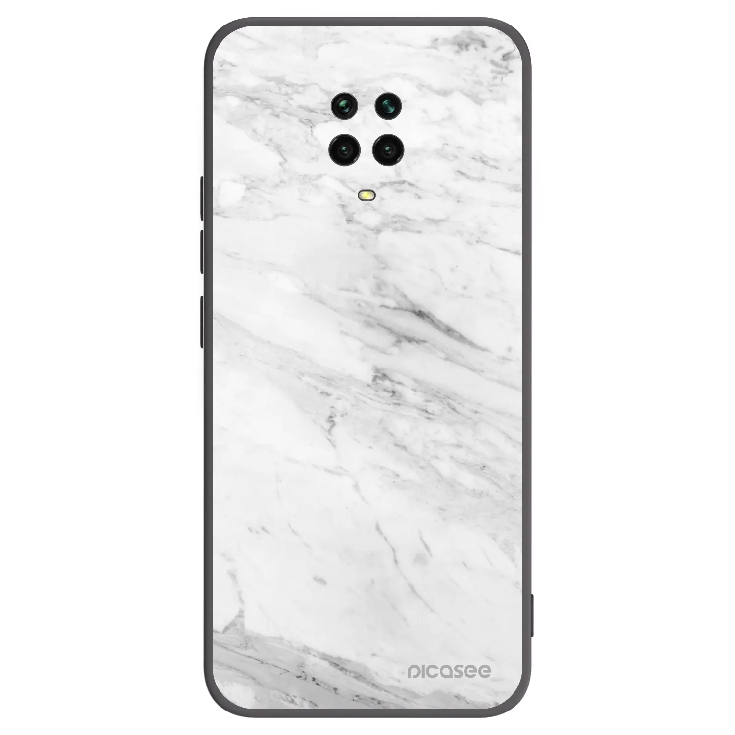 Picasee Μαύρη θήκη σιλικόνης για Xiaomi Redmi Note 9 Pro - White marble