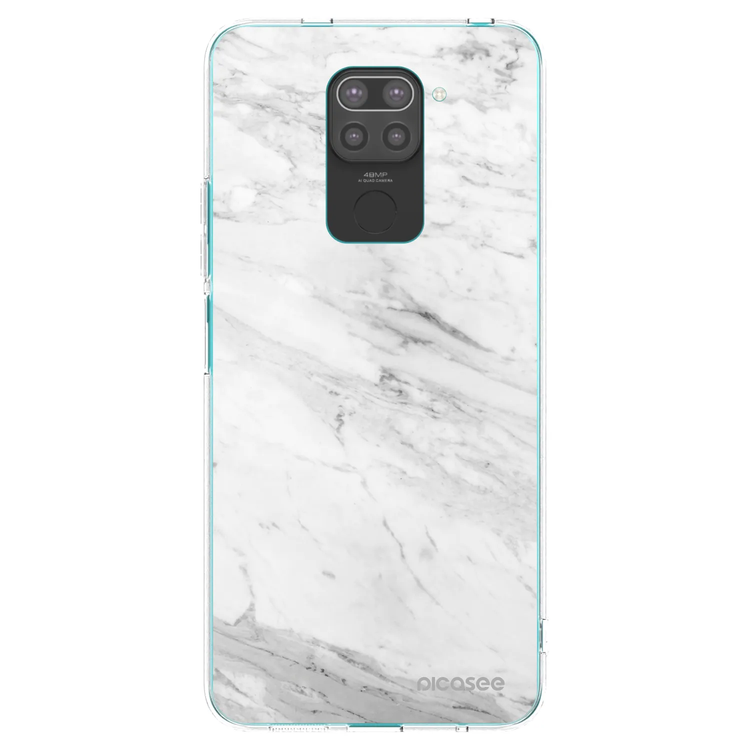 Picasee Μαύρη θήκη σιλικόνης για Xiaomi Redmi Note 9 - White marble