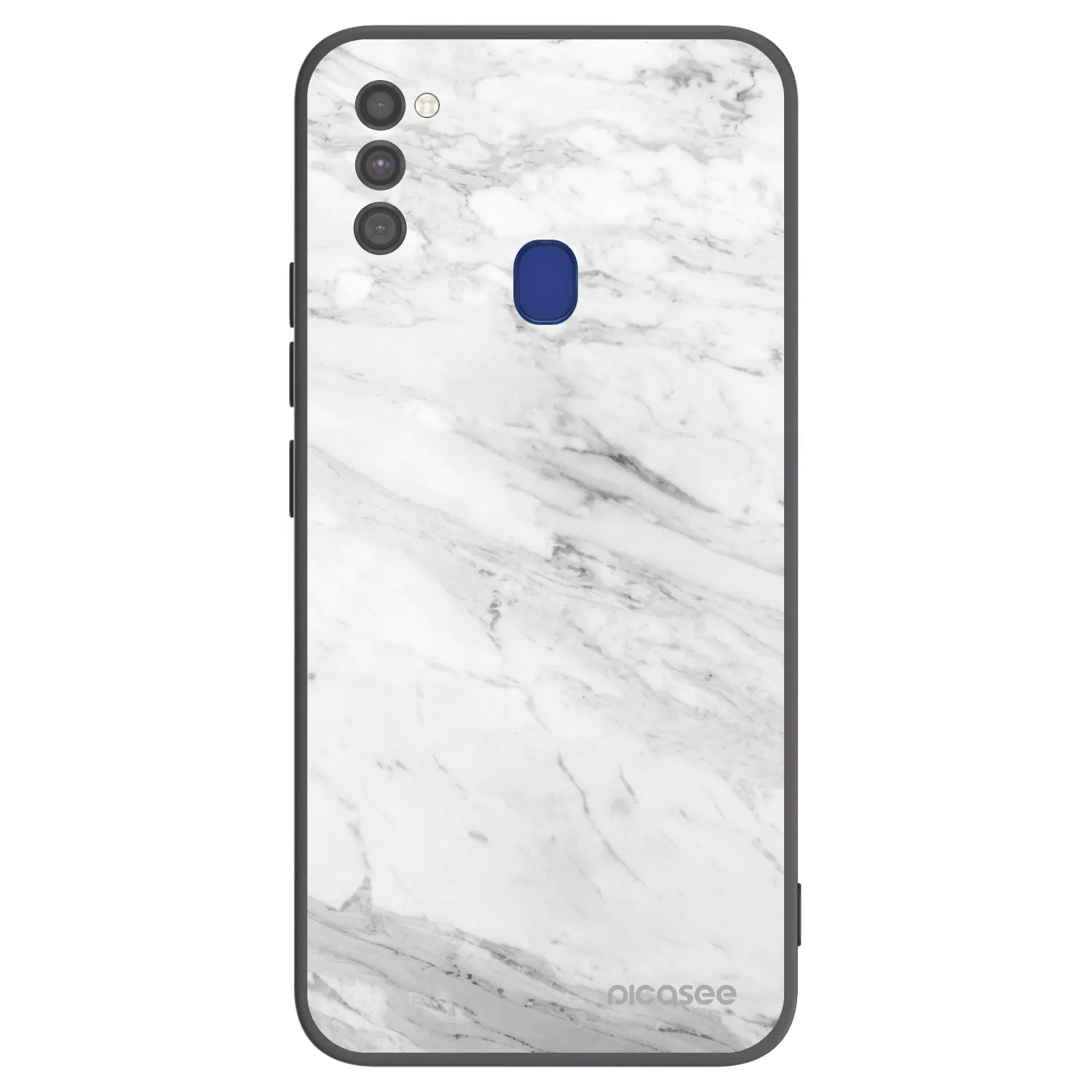 Picasee Μαύρη θήκη σιλικόνης για Samsung Galaxy M21 M215F - White marble