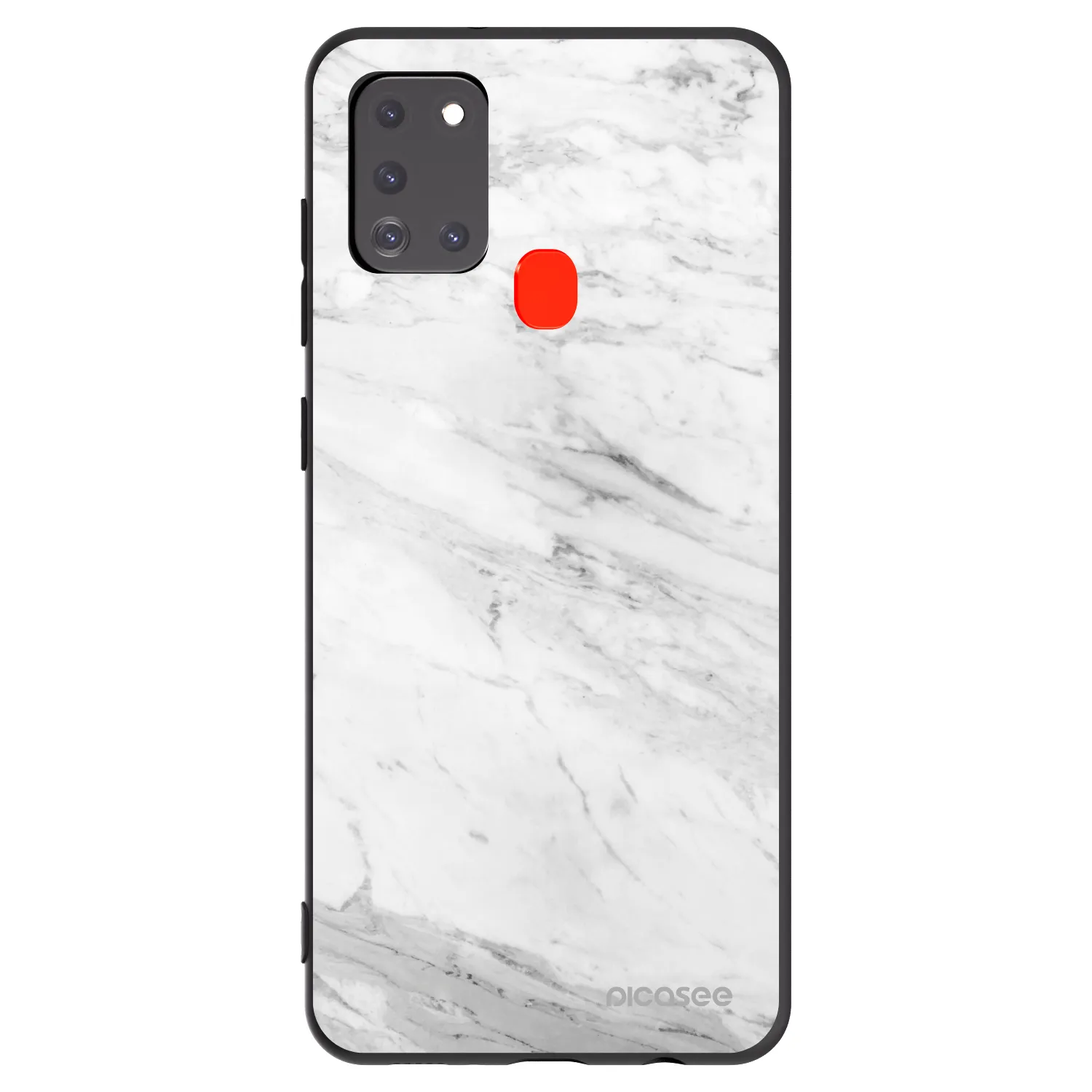Picasee Μαύρη θήκη σιλικόνης για Samsung Galaxy A21s - White marble