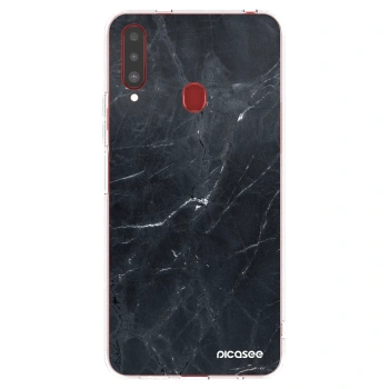 Picasee διαφανής θήκη σιλικόνης Samsung Galaxy A20s - Black marble