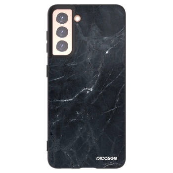 Picasee Μαύρη θήκη σιλικόνης για Samsung Galaxy S21 5G G991B - Black marble