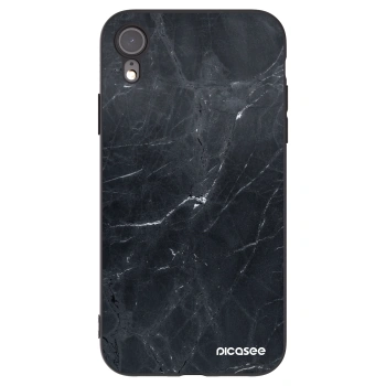 Picasee Μαύρη θήκη σιλικόνης για Apple iPhone XR - Black marble