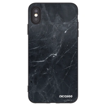 Picasee Μαύρη θήκη σιλικόνης για Apple iPhone XS Max - Black marble