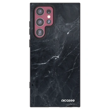 Picasee Μαύρη θήκη σιλικόνης για Samsung Galaxy S22 Ultra 5G - Black marble