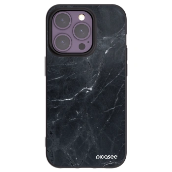 Picasee Μαύρη θήκη σιλικόνης για Apple iPhone 14 Pro - Black marble