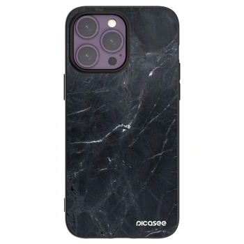 Picasee Μαύρη θήκη σιλικόνης για Apple iPhone 14 Pro Max - Black marble