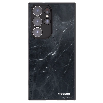 Picasee Μαύρη θήκη σιλικόνης για Samsung Galaxy S23 Ultra 5G - Black marble