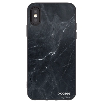 Picasee Μαύρη θήκη σιλικόνης για Apple iPhone X/XS - Black marble