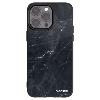 Picasee Μαύρη θήκη σιλικόνης για Apple iPhone 15 Pro Max - Black marble