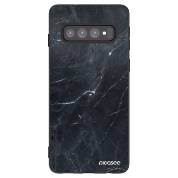 Picasee Μαύρη θήκη σιλικόνης για Samsung Galaxy S10 G973 - Black marble