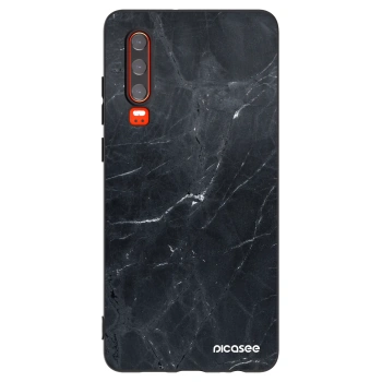 Picasee Μαύρη θήκη σιλικόνης για Huawei P30 - Black marble