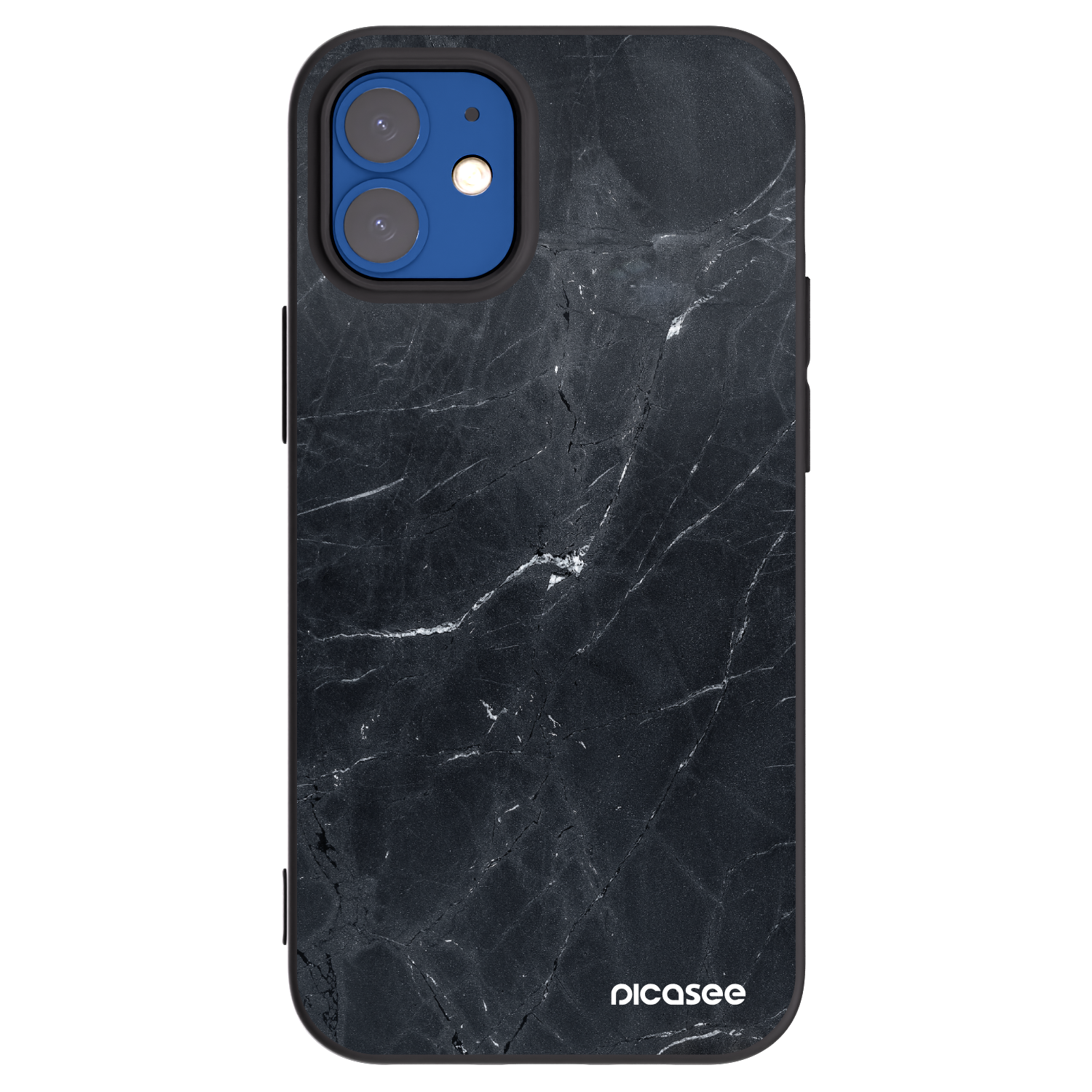 Picasee Μαύρη θήκη σιλικόνης για Apple iPhone 12 mini - Black marble