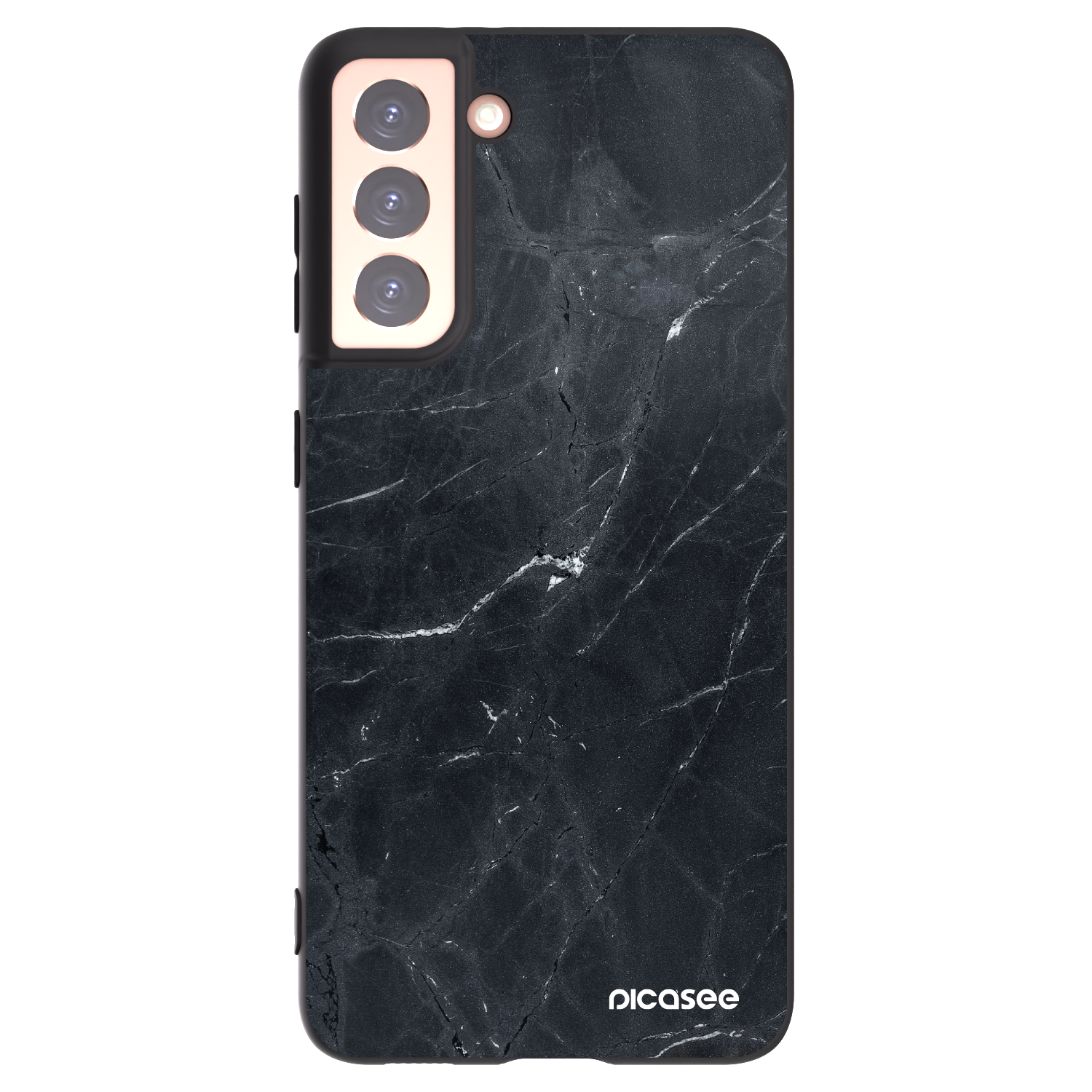 Picasee Μαύρη θήκη σιλικόνης για Samsung Galaxy S21 5G G991B - Black marble