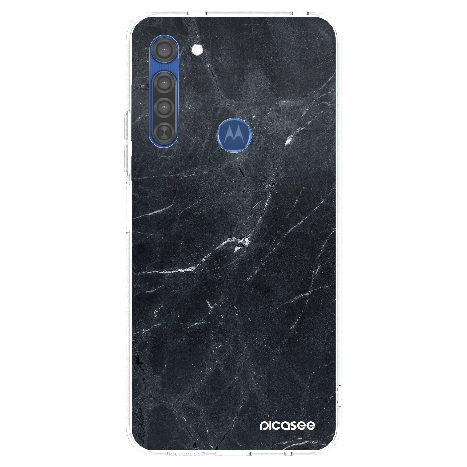 Picasee διαφανής θήκη σιλικόνης Motorola Moto G8 - Black marble