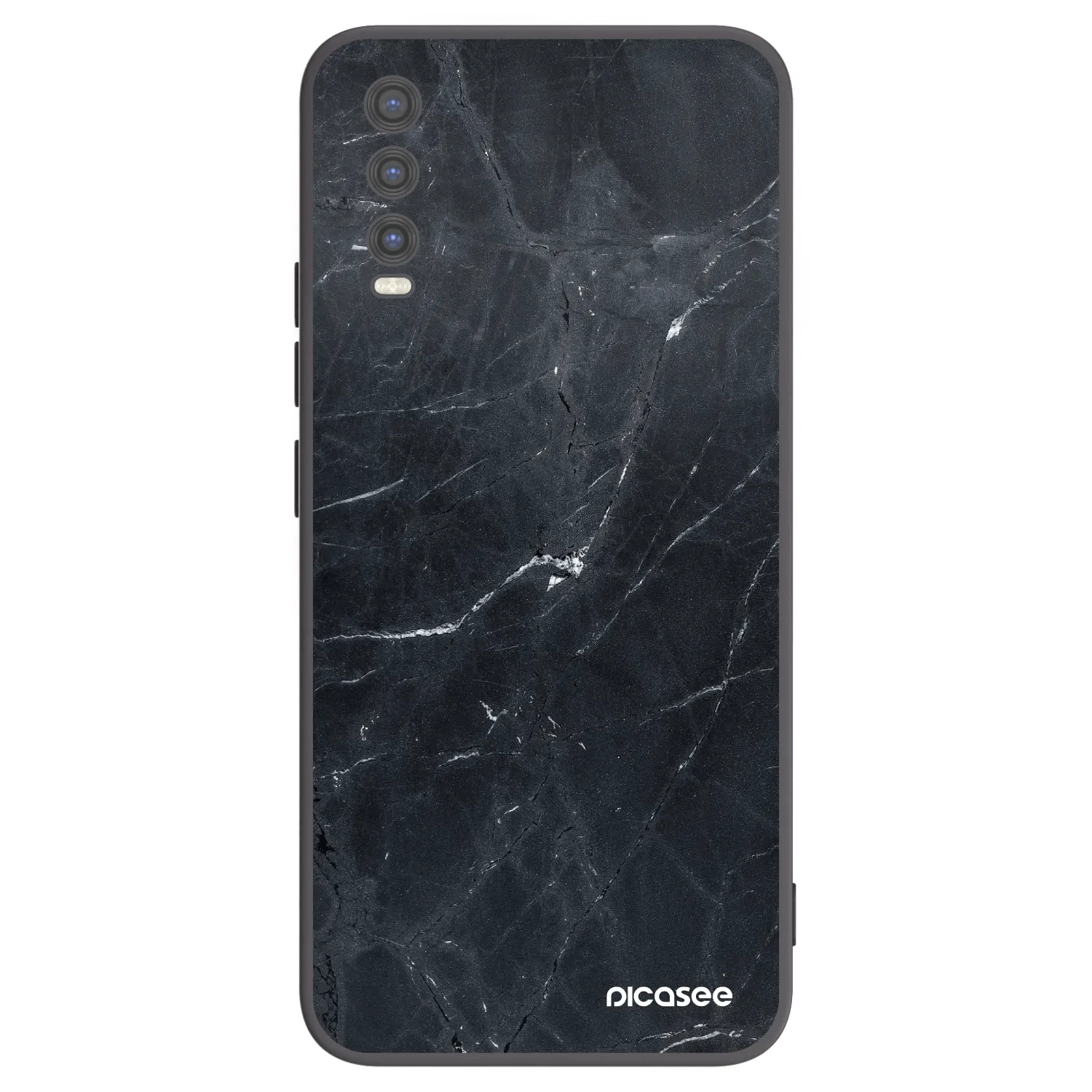Picasee Μαύρη θήκη σιλικόνης για Vivo Y20s - Black marble