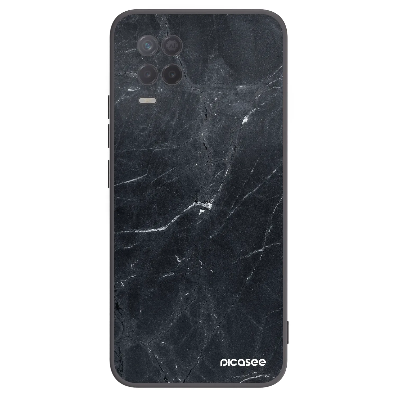 Picasee Μαύρη θήκη σιλικόνης για Realme 8 5G - Black marble