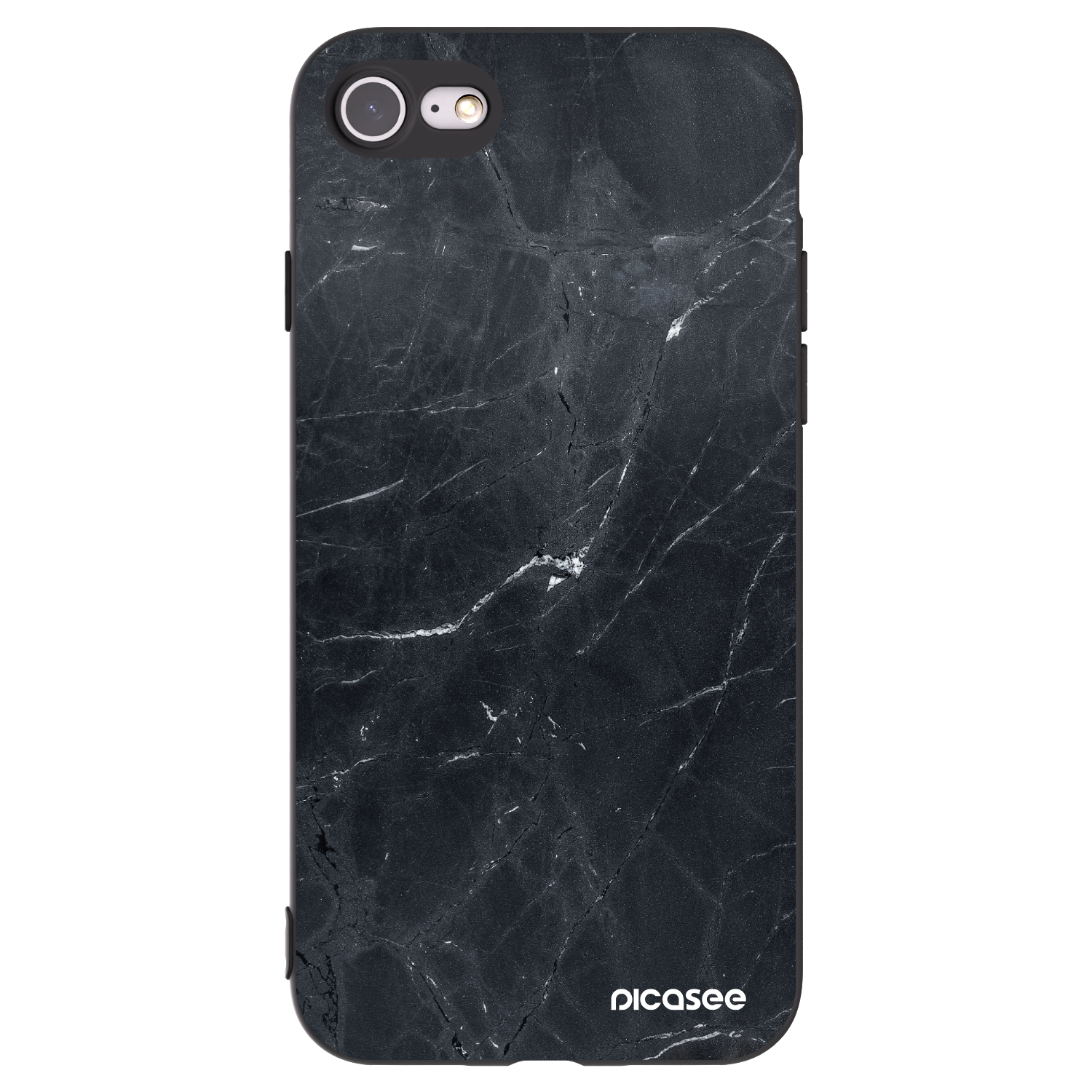 Picasee Μαύρη θήκη σιλικόνης για Apple iPhone SE 2022 - Black marble