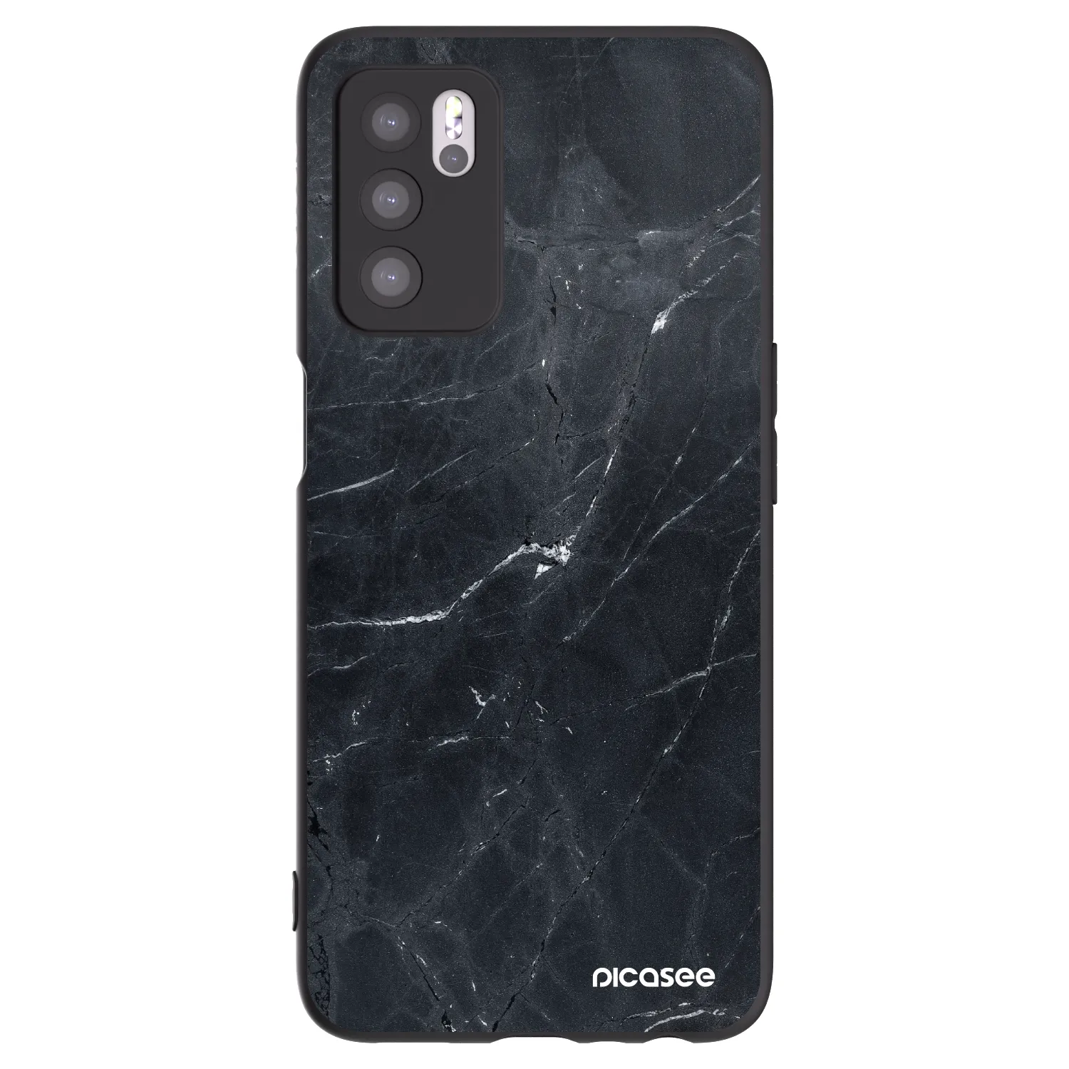 Picasee Μαύρη θήκη σιλικόνης για OPPO A16 - Black marble