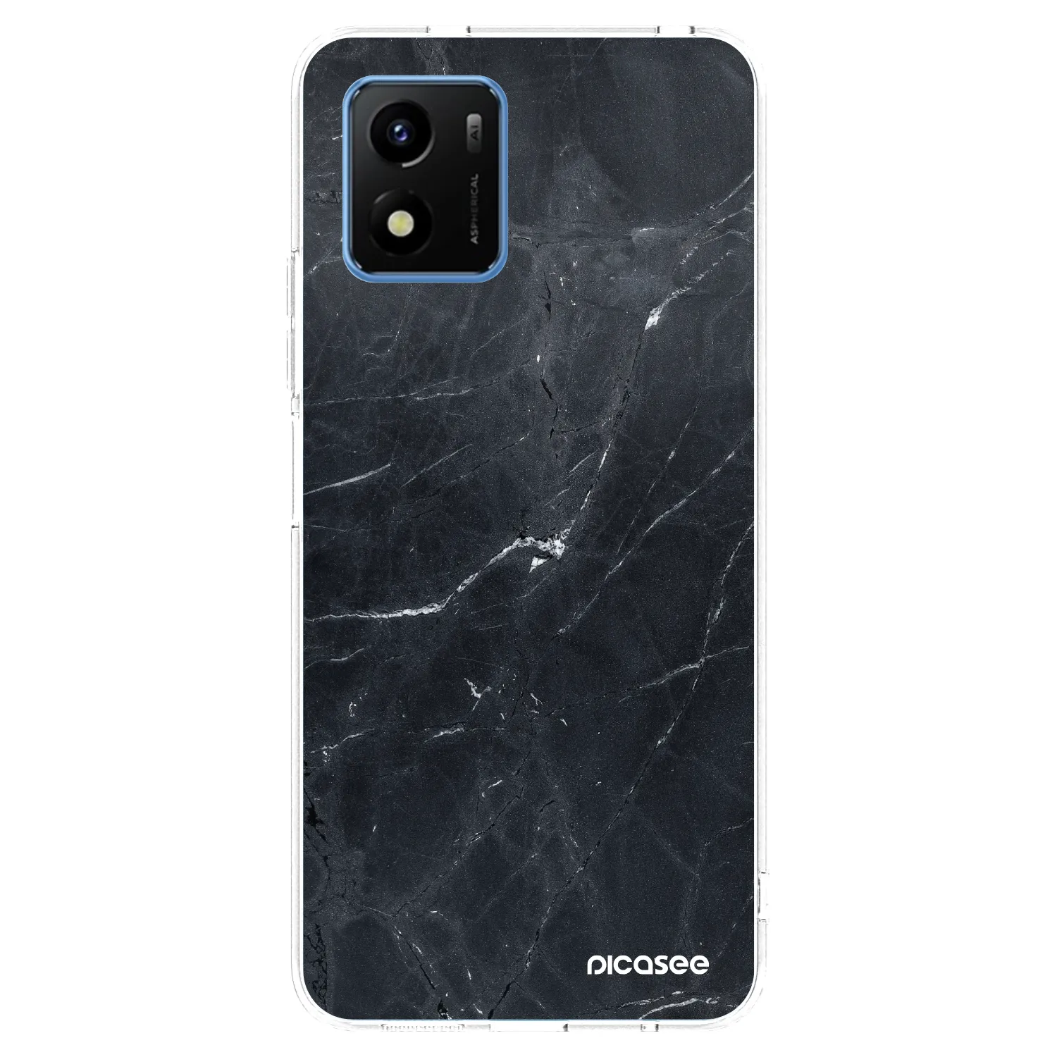 Picasee διαφανής θήκη σιλικόνης Vivo Y01 - Black marble