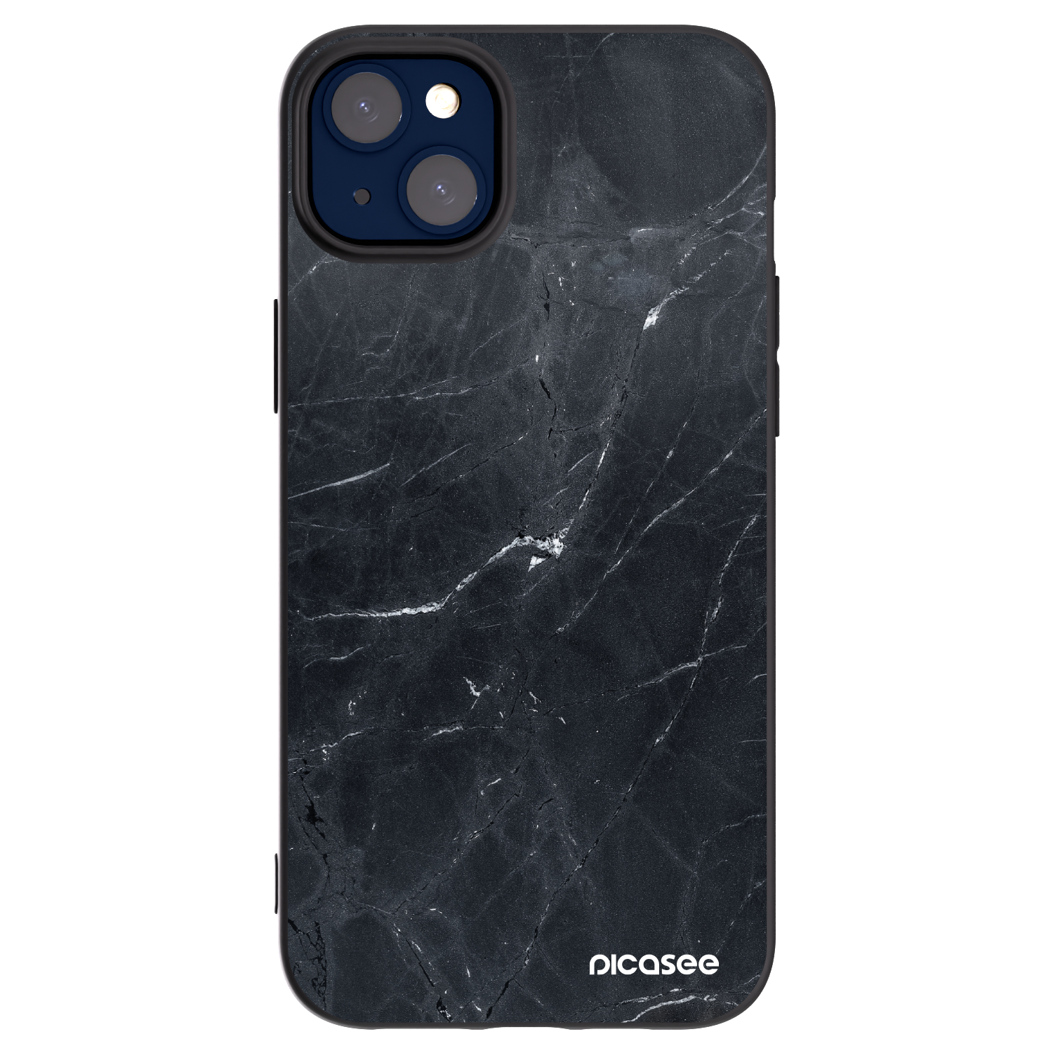 Picasee Μαύρη θήκη σιλικόνης για Apple iPhone 14 Plus - Black marble