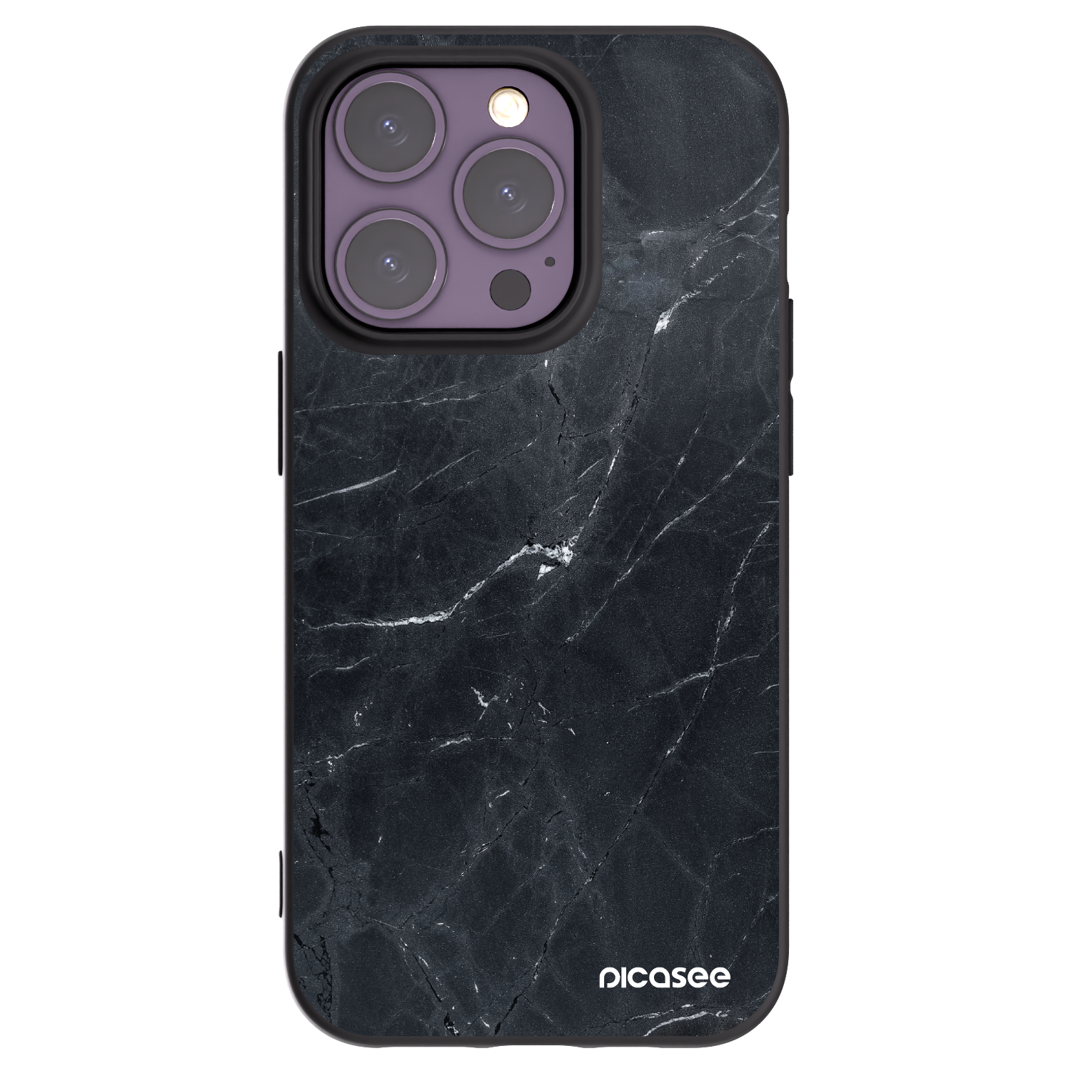 Picasee Μαύρη θήκη σιλικόνης για Apple iPhone 14 Pro - Black marble