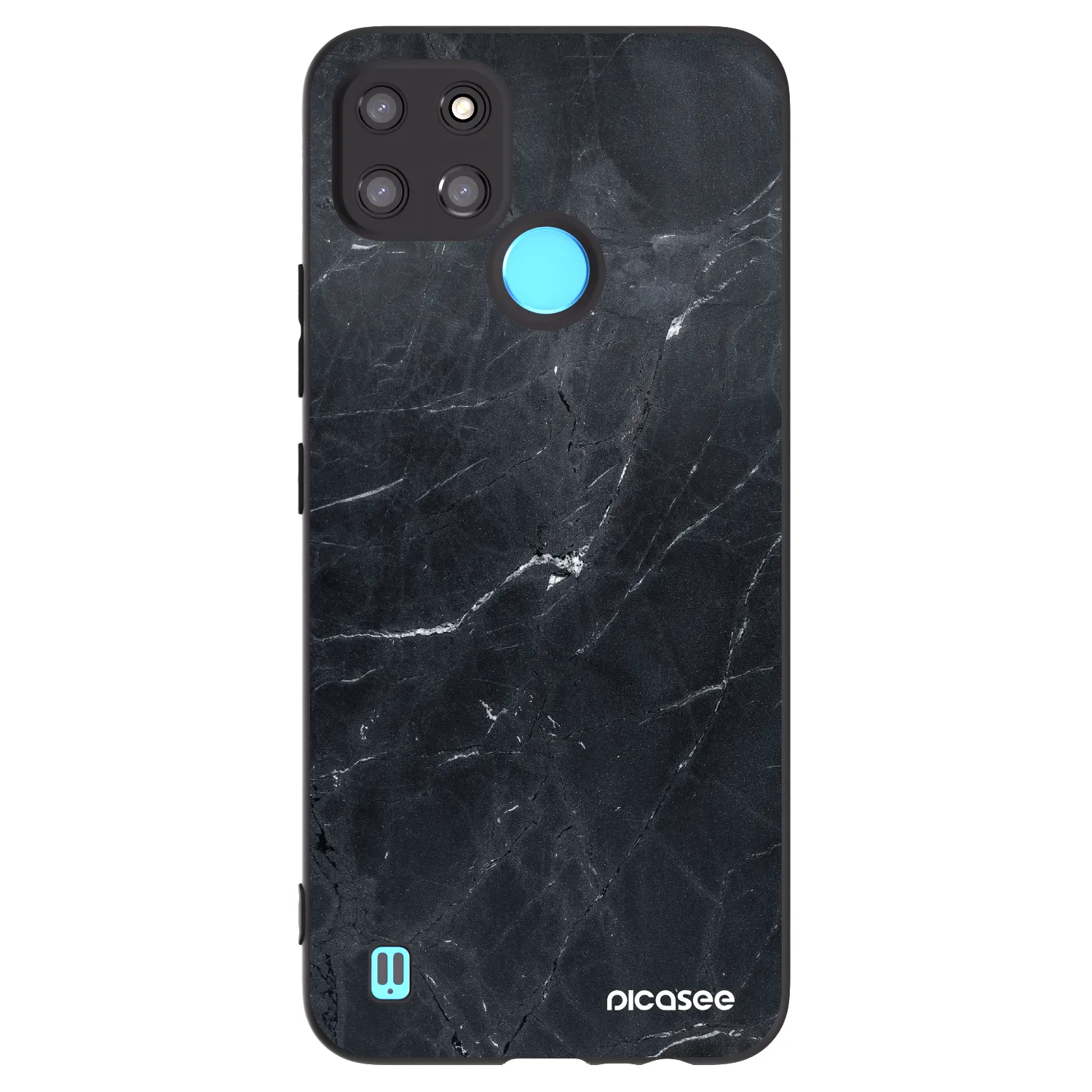 Picasee Μαύρη θήκη σιλικόνης για Realme C21Y - Black marble