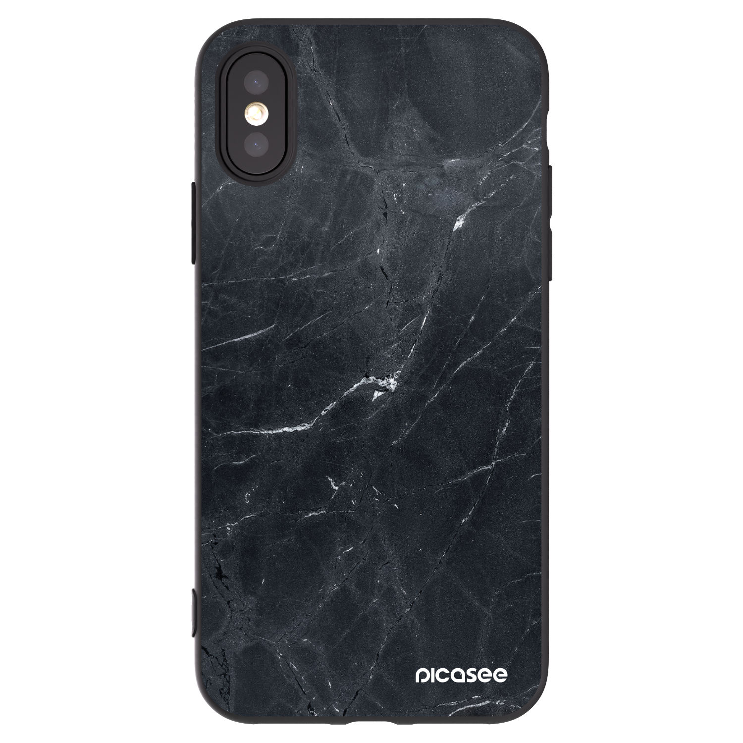 Picasee Μαύρη θήκη σιλικόνης για Apple iPhone X/XS - Black marble