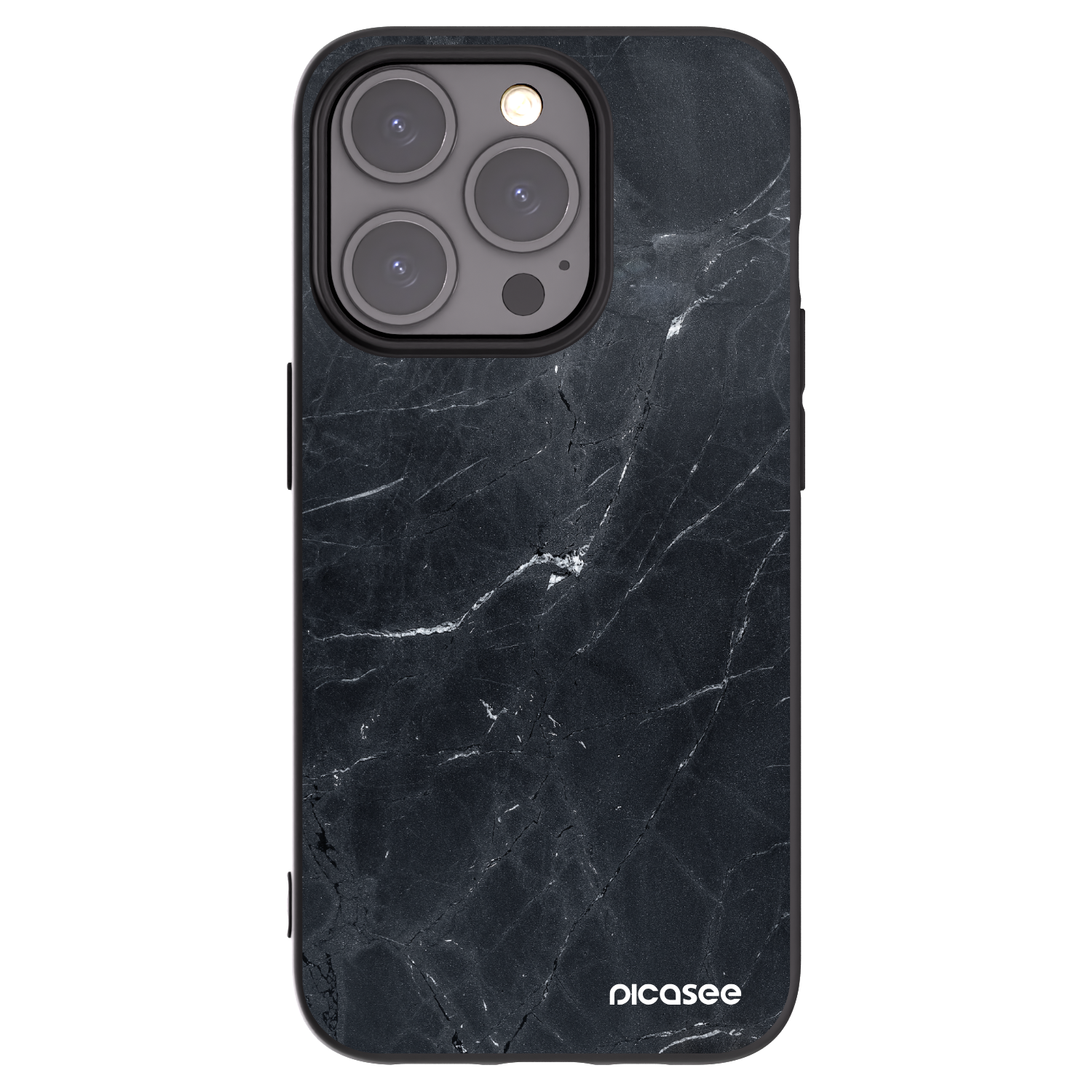 Picasee Μαύρη θήκη σιλικόνης για Apple iPhone 15 Pro - Black marble