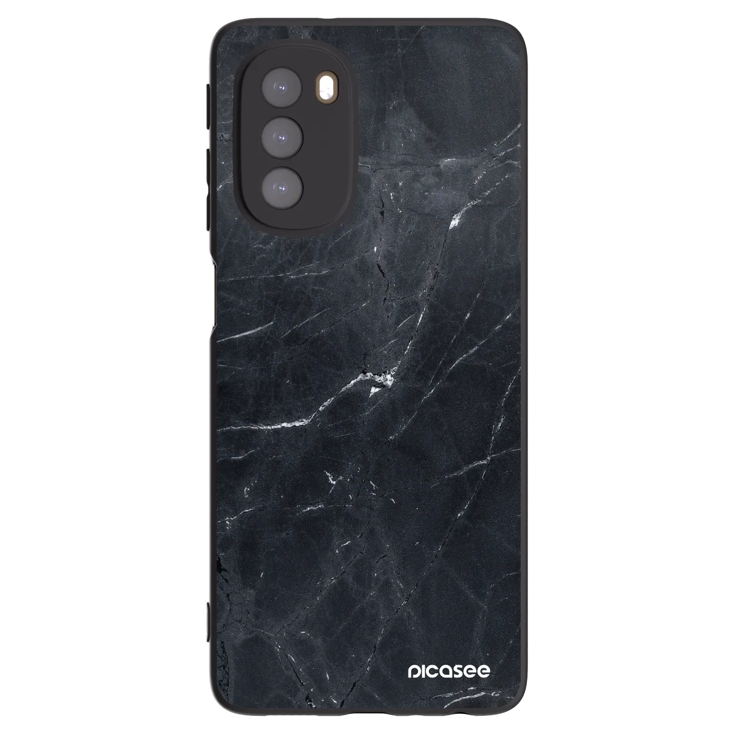 Picasee Μαύρη θήκη σιλικόνης για Motorola Moto G51 - Black marble