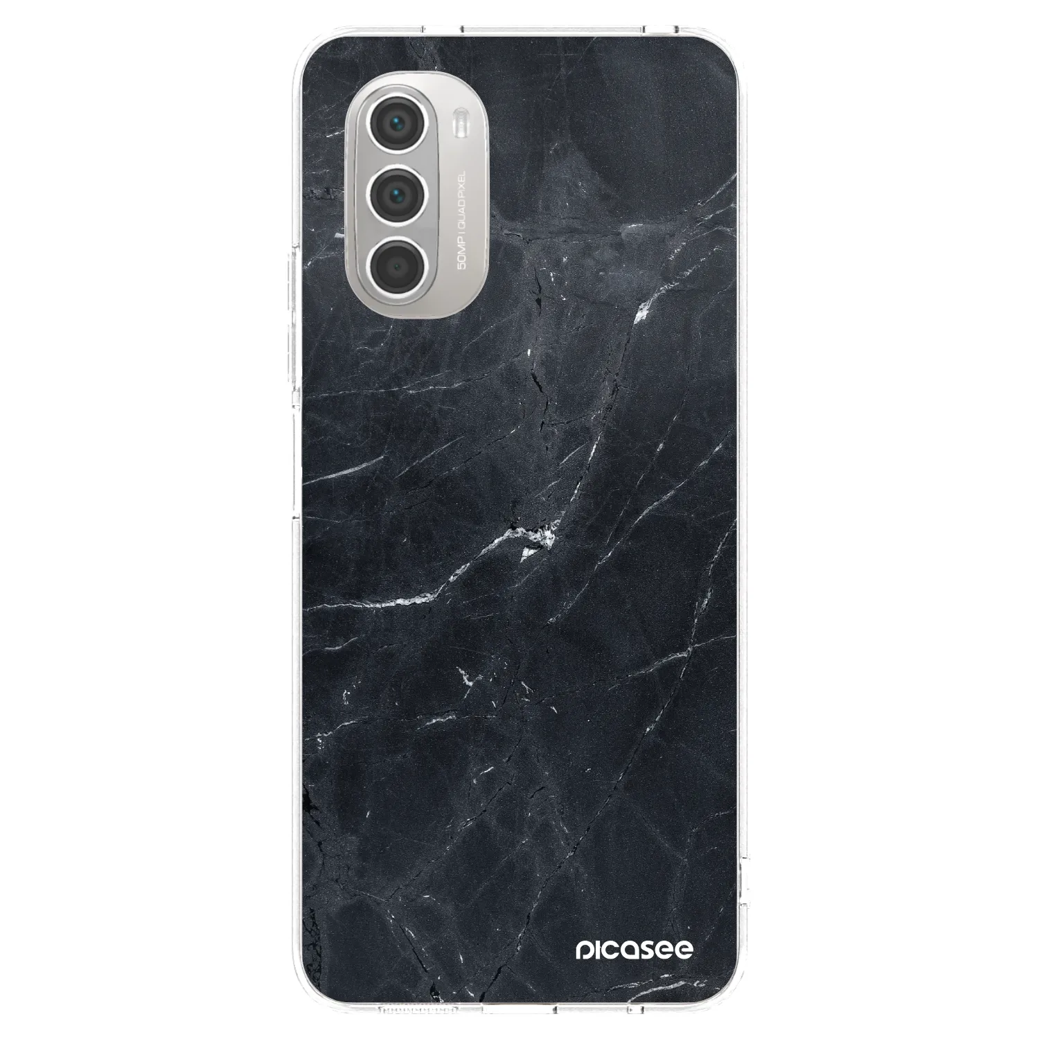 Picasee διαφανής θήκη σιλικόνης Motorola Moto G51 - Black marble