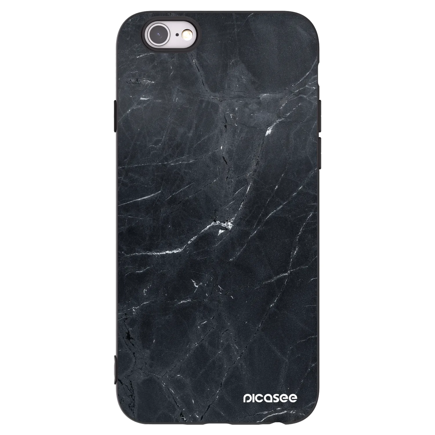 Picasee Μαύρη θήκη σιλικόνης για Apple iPhone 6/6S - Black marble
