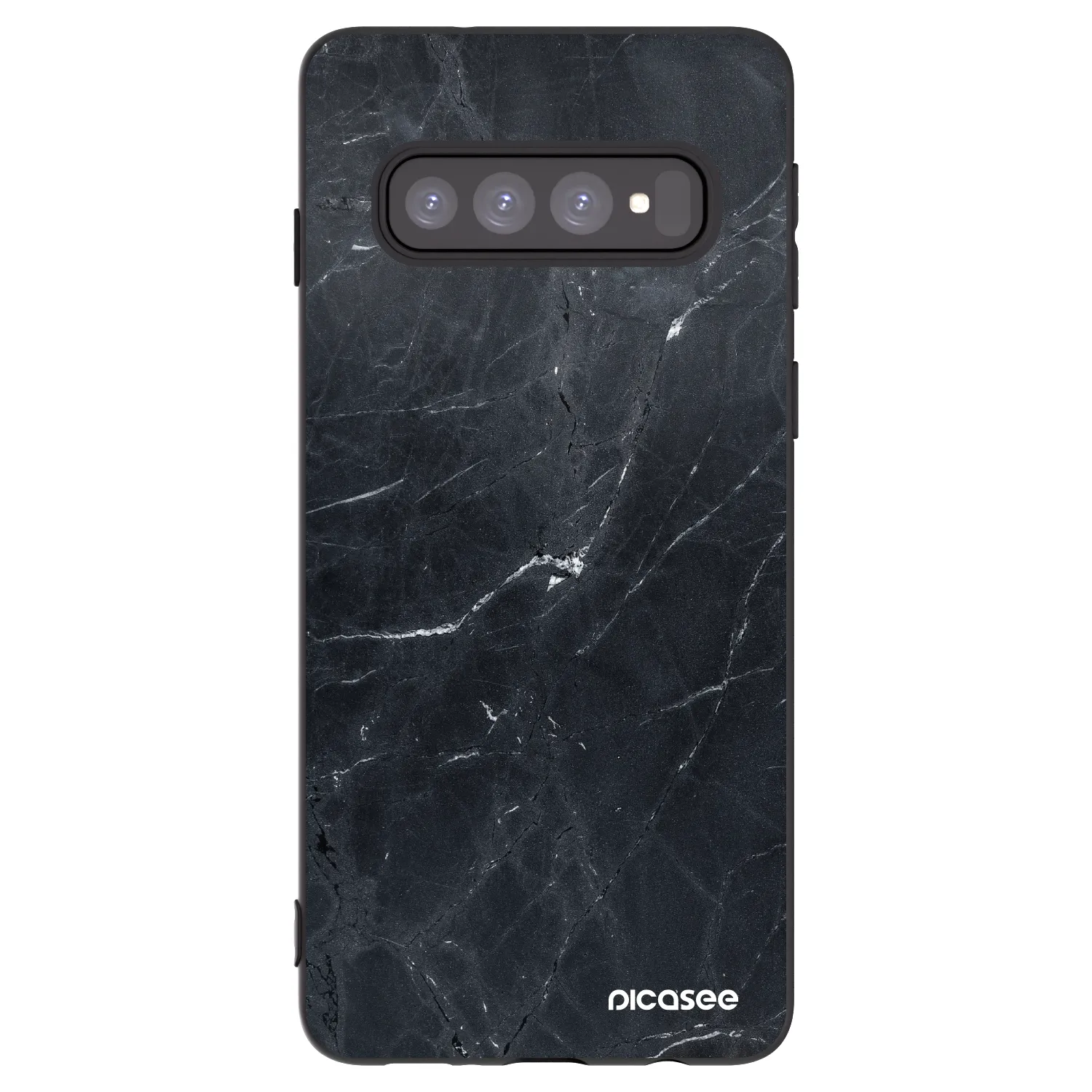 Picasee Μαύρη θήκη σιλικόνης για Samsung Galaxy S10 G973 - Black marble