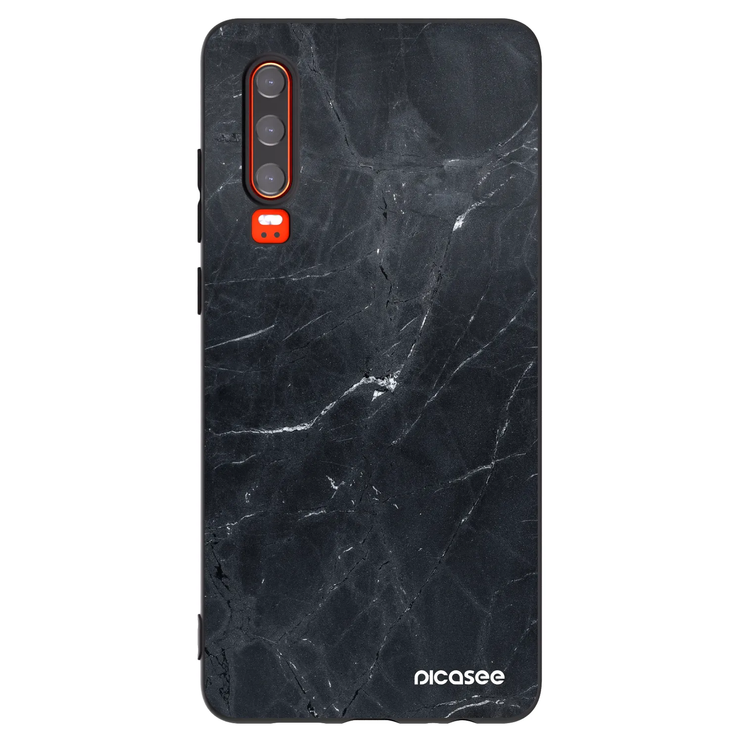 Picasee Μαύρη θήκη σιλικόνης για Huawei P30 - Black marble