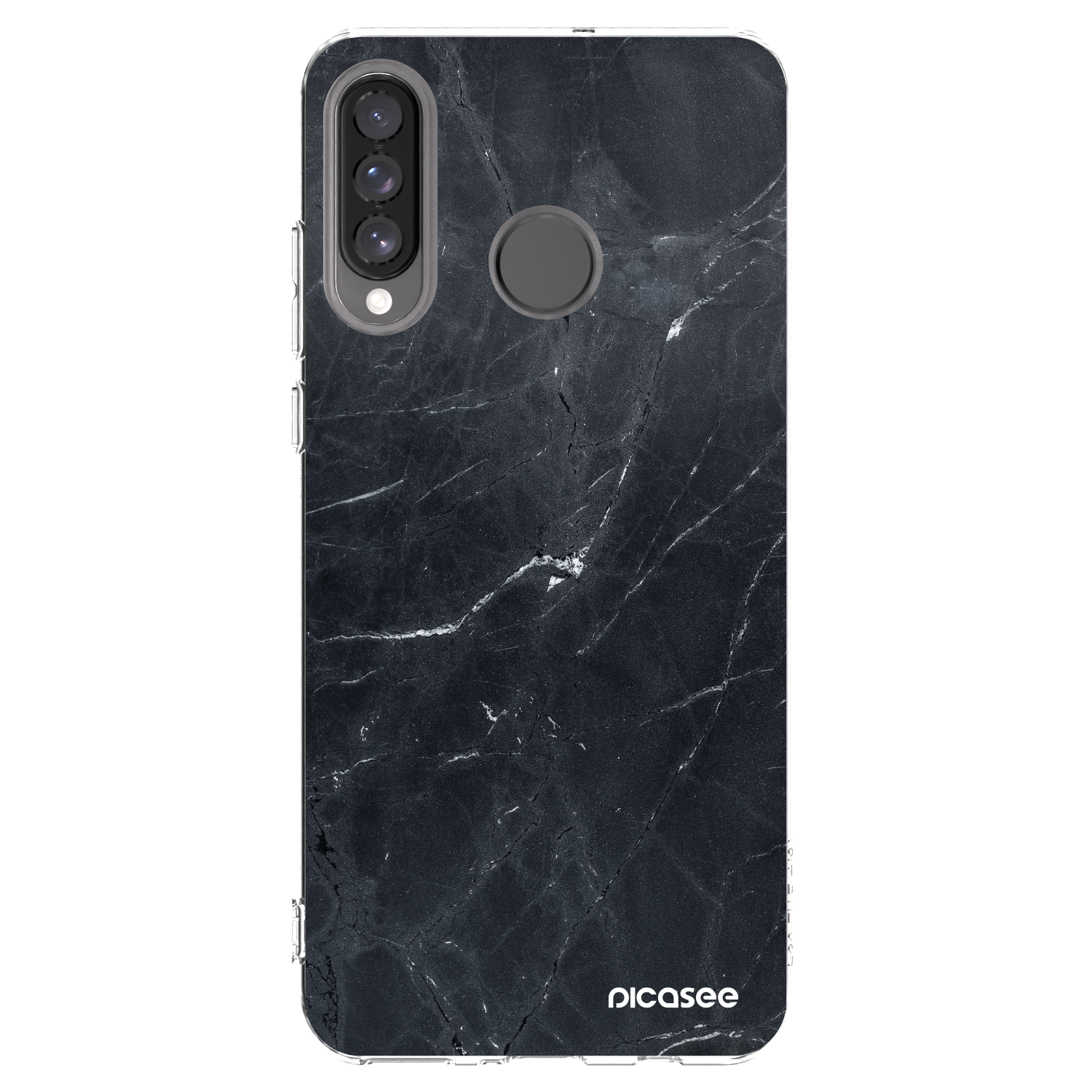 Picasee διαφανής θήκη σιλικόνης Huawei P30 Lite - Black marble