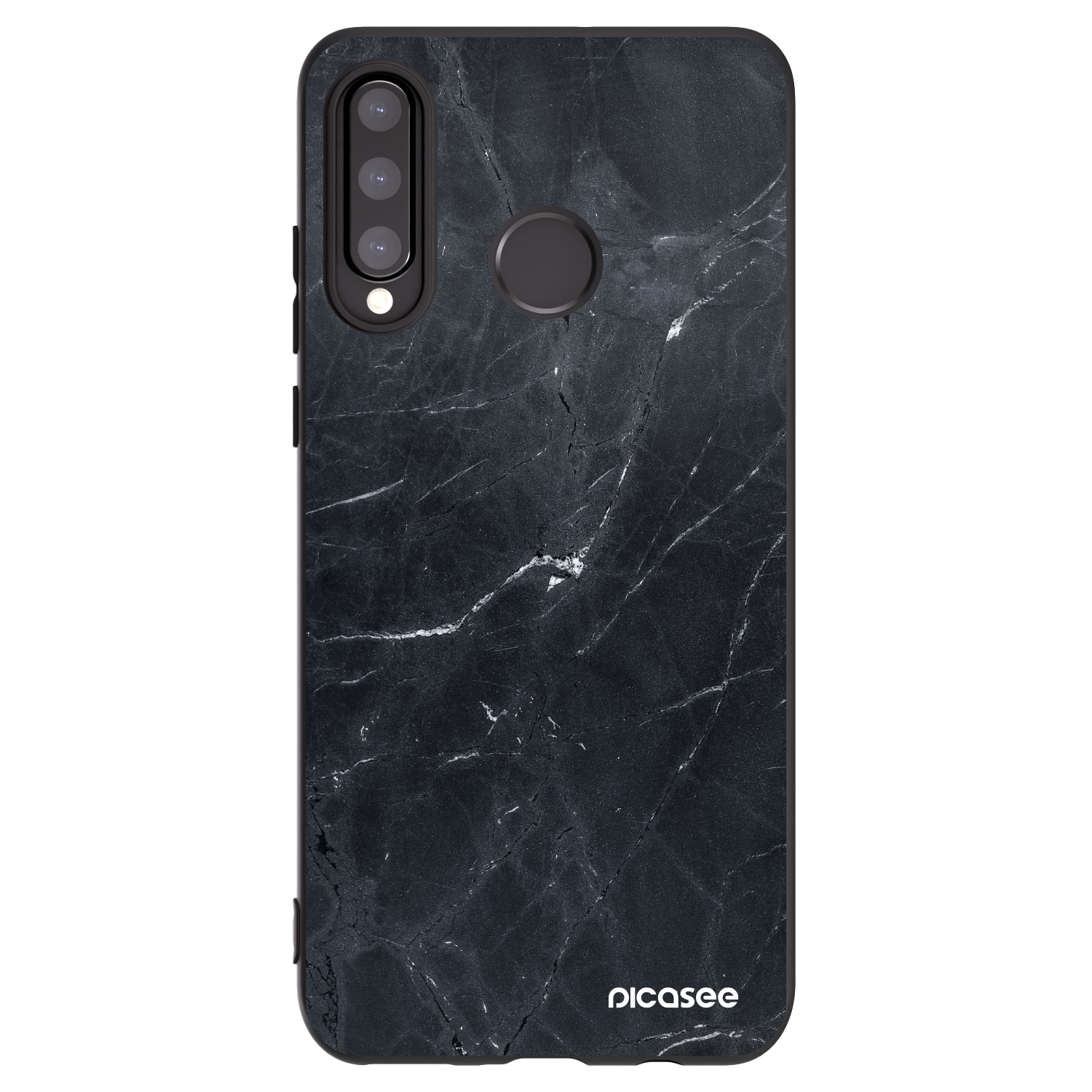 Picasee Μαύρη θήκη σιλικόνης για Huawei P30 Lite - Black marble