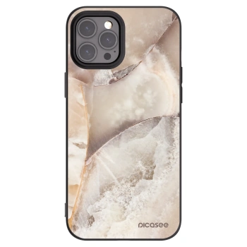 Picasee Μαύρη θήκη σιλικόνης για Apple iPhone 12 Pro Max - Cream marble