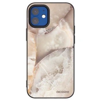 Picasee Μαύρη θήκη σιλικόνης για Apple iPhone 12 mini - Cream marble