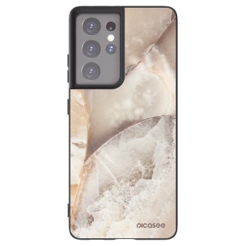 Picasee Μαύρη θήκη σιλικόνης για Samsung Galaxy S21 Ultra 5G G998B - Cream marble