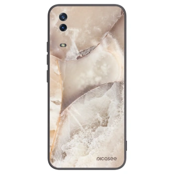Picasee Μαύρη θήκη σιλικόνης για Vivo Y11s - Cream marble