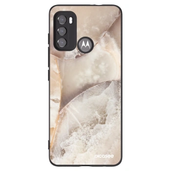 Picasee Μαύρη θήκη σιλικόνης για Motorola Moto G60 - Cream marble