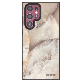 Picasee Μαύρη θήκη σιλικόνης για Samsung Galaxy S22 Ultra 5G - Cream marble
