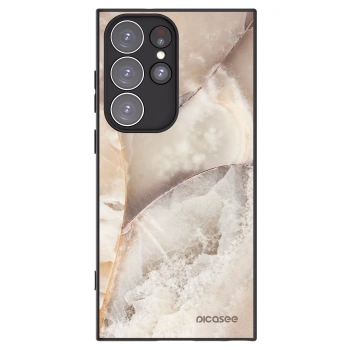Picasee Μαύρη θήκη σιλικόνης για Samsung Galaxy S23 Ultra 5G - Cream marble