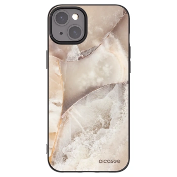 Picasee Μαύρη θήκη σιλικόνης για Apple iPhone 15 Plus - Cream marble