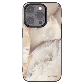 Picasee Μαύρη θήκη σιλικόνης για Apple iPhone 15 Pro - Cream marble