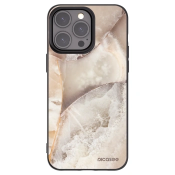 Picasee Μαύρη θήκη σιλικόνης για Apple iPhone 15 Pro Max - Cream marble