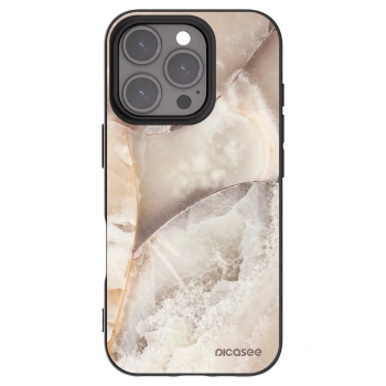 Picasee Μαύρη θήκη σιλικόνης για Apple iPhone 16 Pro - Cream marble